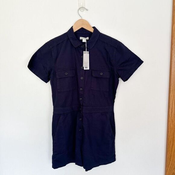 Outerknown Women’s Dark Navy S.E.A. Suit Breathable Linen Cotton Blend Shortall - Picture 2 of 12